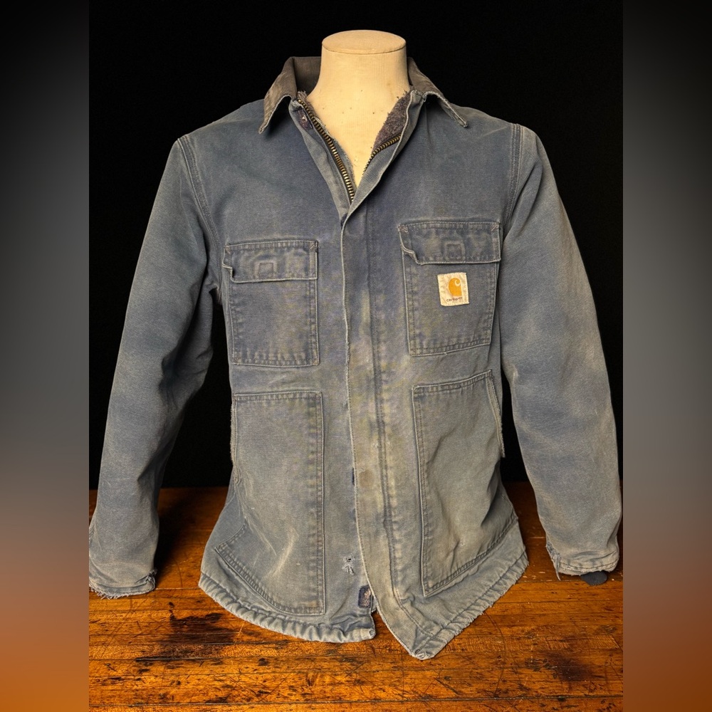 Vintage 70s Carhartt Denim Detroit Zipper Men’s Jacket, Wool Blanket Lined, XL